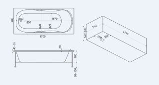 Фронтальная панель для ванны Bas Нептун Standart 170